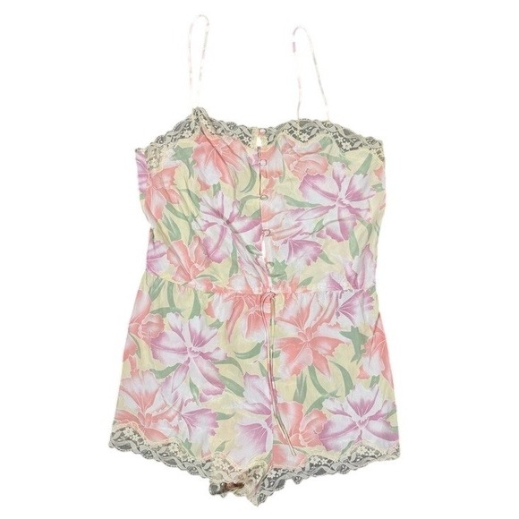 Victoria's Secret Other - Vintage Victorias Secret Gold Label‎ Floral Lace Romper Pink Yellow Medium